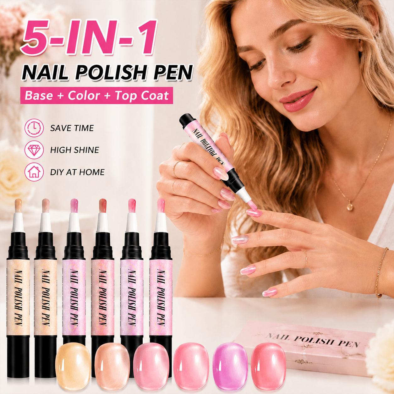 💅 6PCS One-Step Gel Nail Art Pen Set – Salon Beauty at Home