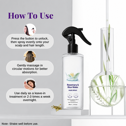 🌿100% Natural Rosemary Rice Water Spray, Nourishing Hair Spray 200ml