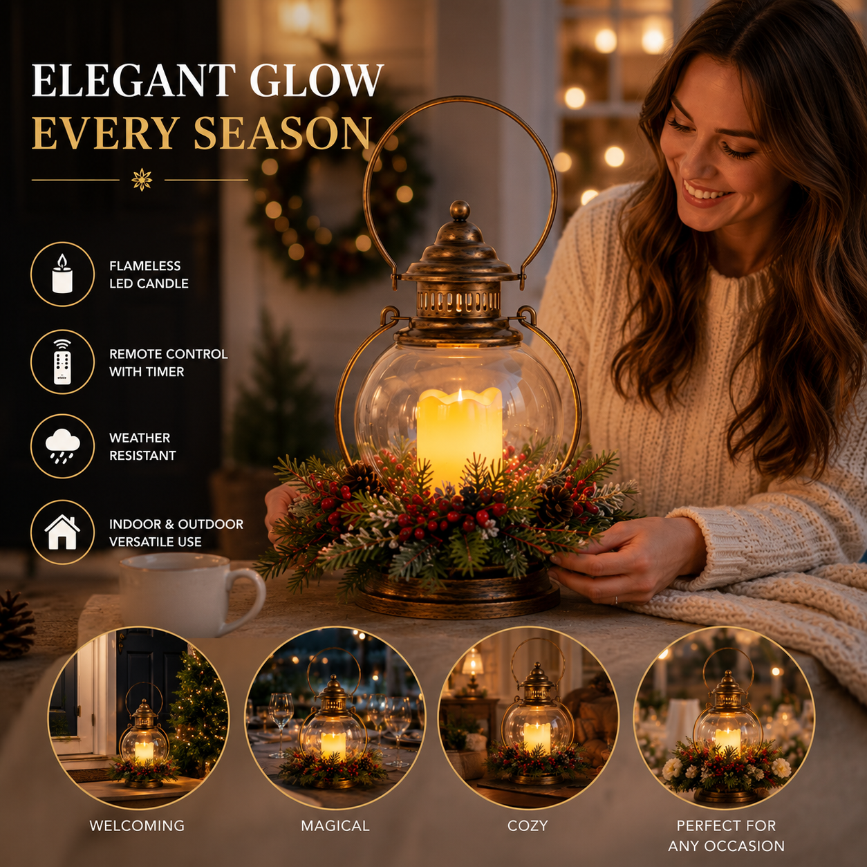 Home Reflections Indoor/Outdoor 16" Hanging Lantern