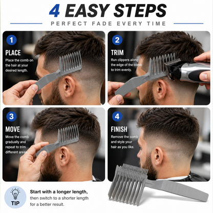 3PCS Men's Barber Fade Combs – Precision Haircutting Tools for Professional Barbers & Home Use