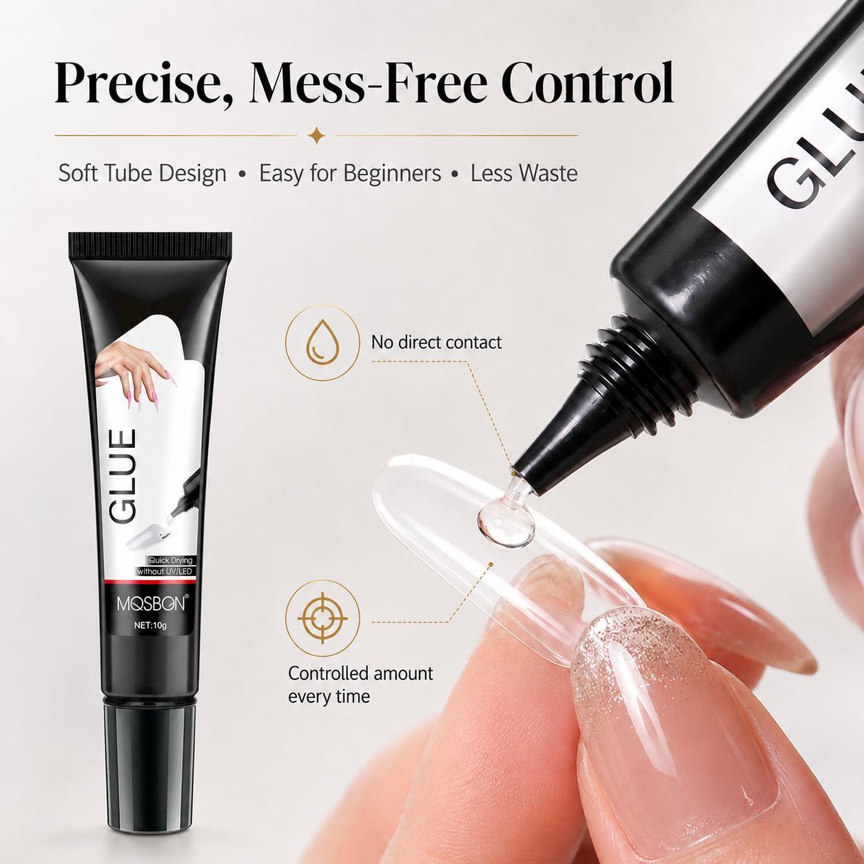 💅 Semi Solid Press On Nail Glue Gel, Quick Dry Long Lasting, No UV Lamp Required
