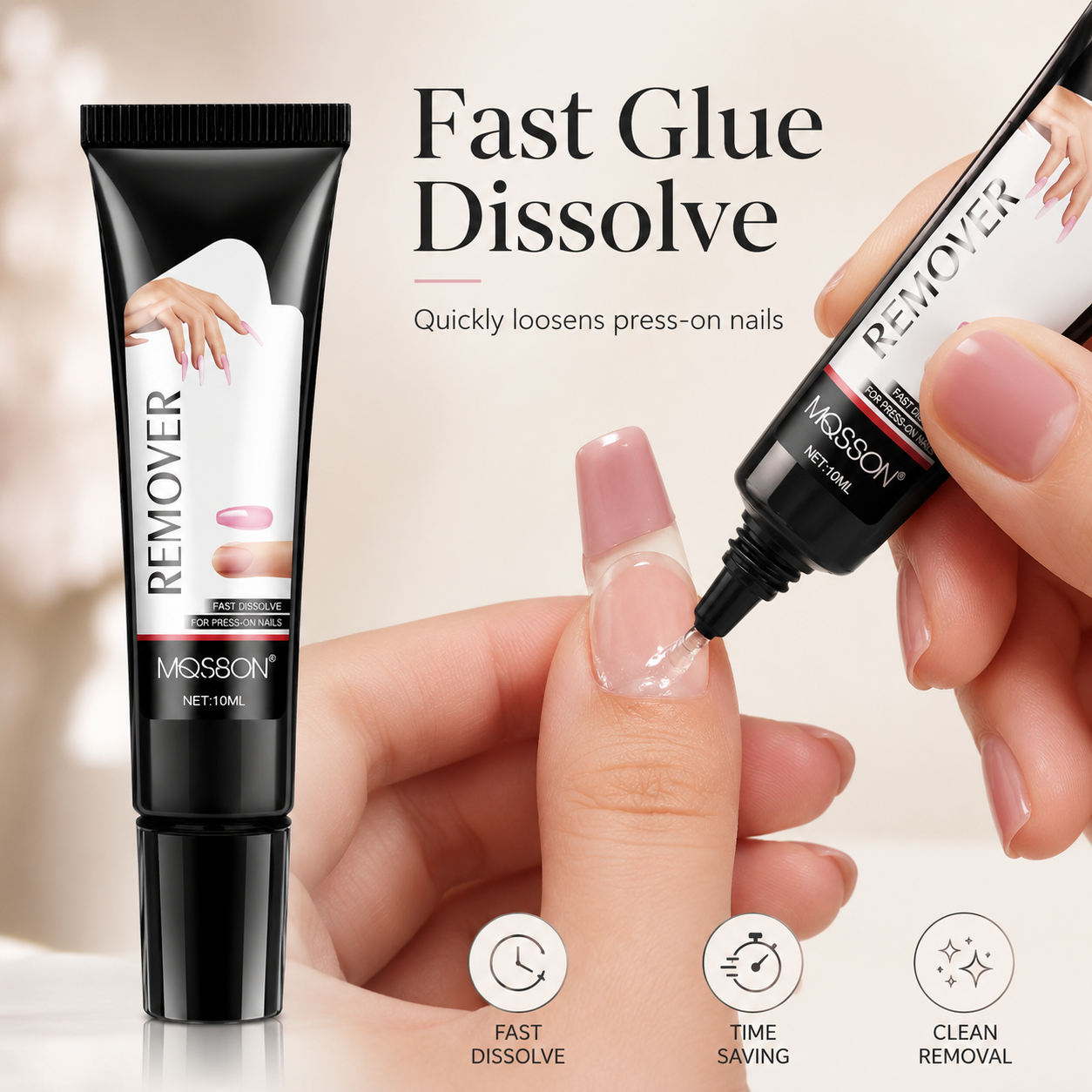 💅 Semi Solid Press On Nail Glue Gel, Quick Dry Long Lasting, No UV Lamp Required