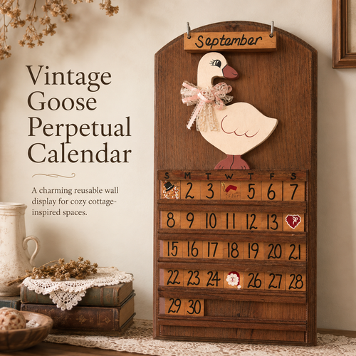 Vintage Wooden Goose Perpetual Calendar