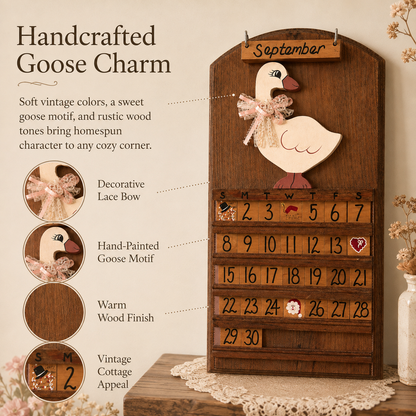 Vintage Wooden Goose Perpetual Calendar