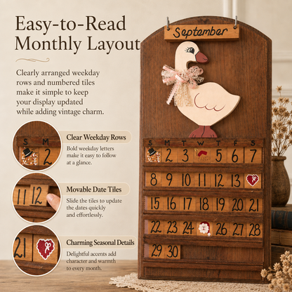 Vintage Wooden Goose Perpetual Calendar