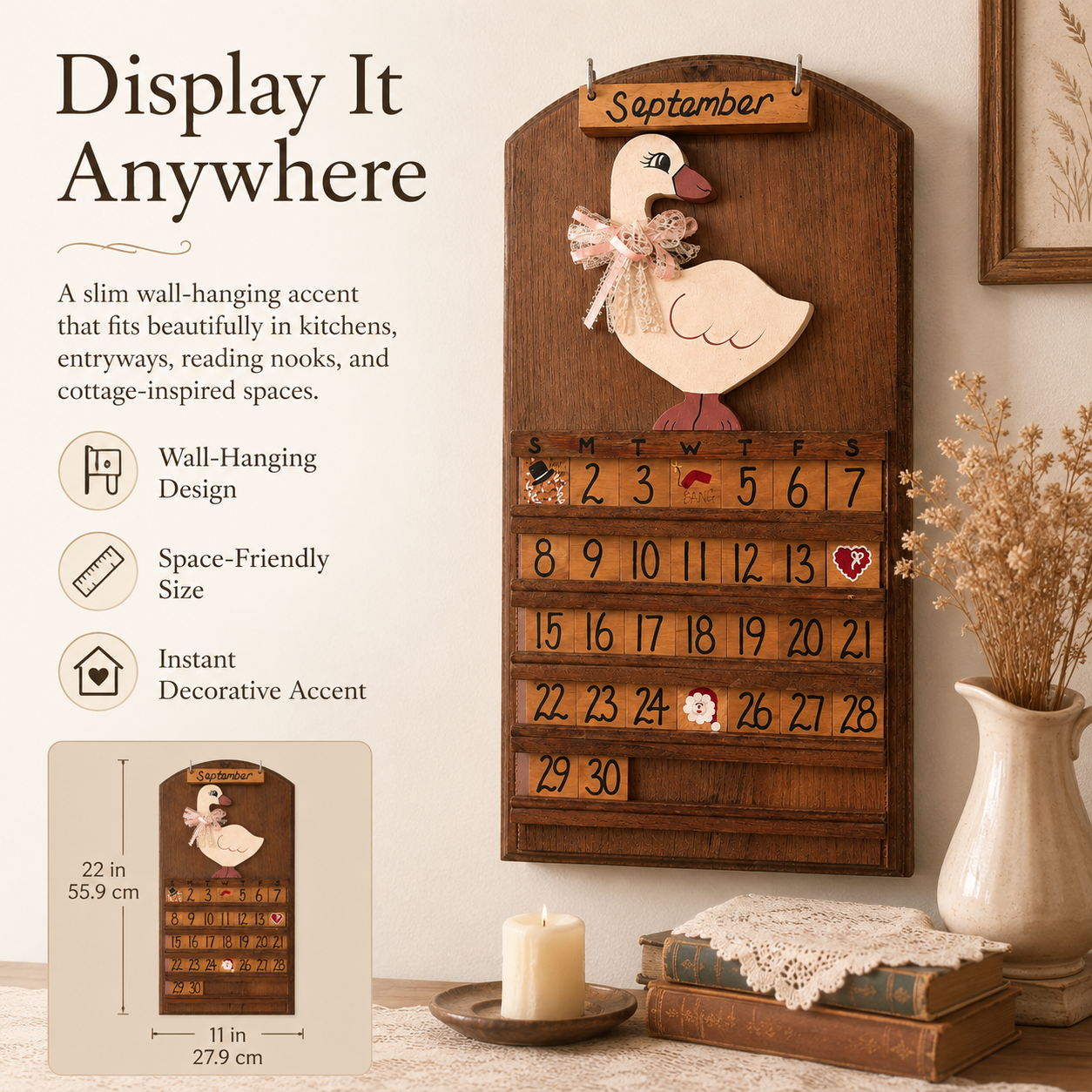 Vintage Wooden Goose Perpetual Calendar