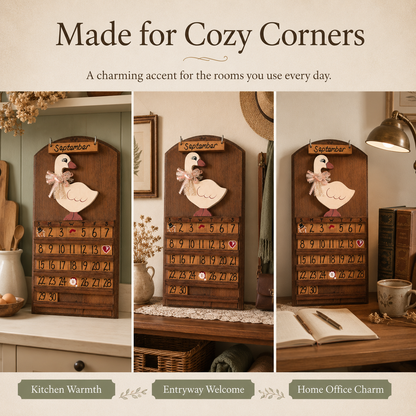 Vintage Wooden Goose Perpetual Calendar
