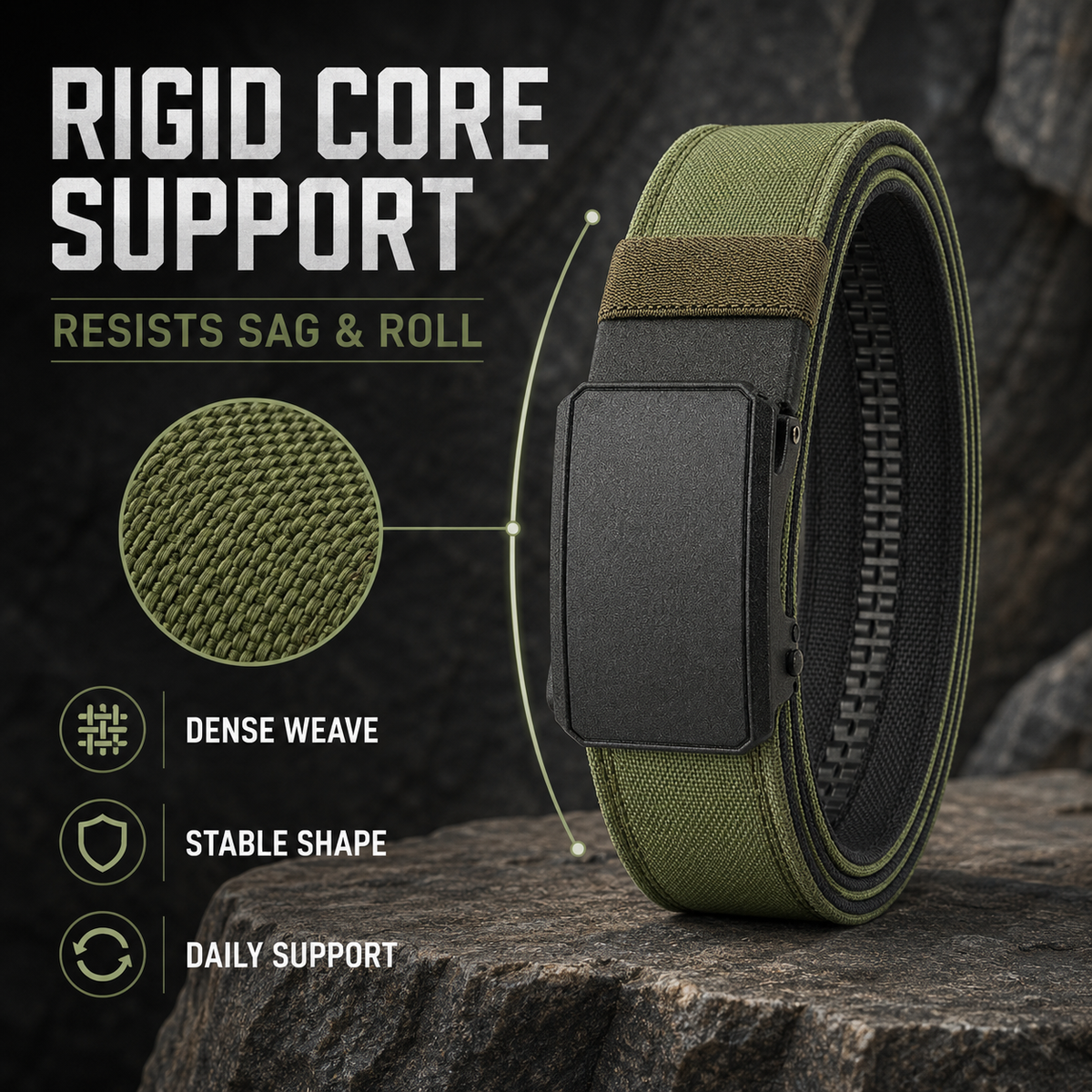 No-Sag Micro-Adjustable EDC Ratchet Belt