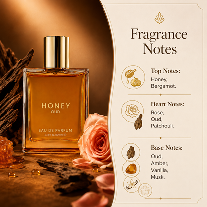 Luxury Honey Oud Eau de Parfum – Warm & Rich Unisex Fragrance, 3.4 fl oz