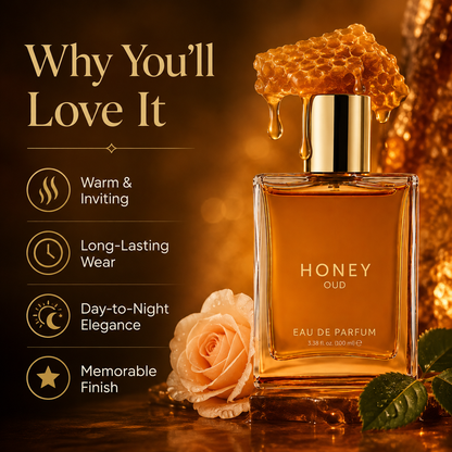 Luxury Honey Oud Eau de Parfum – Warm & Rich Unisex Fragrance, 3.4 fl oz