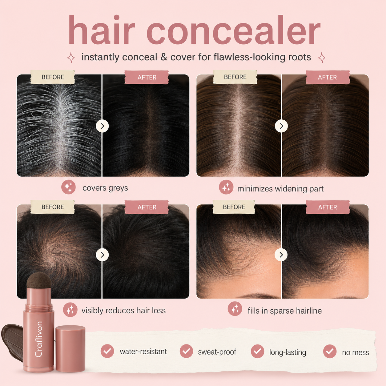 ✨ Sofortiger Haaransatz-Concealer – Voller aussehende Ansätze in Sekunden