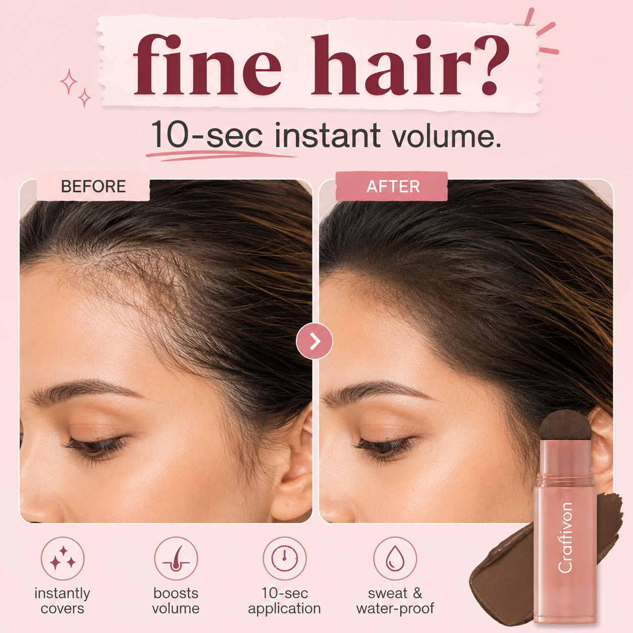 ✨ Sofortiger Haaransatz-Concealer – Voller aussehende Ansätze in Sekunden