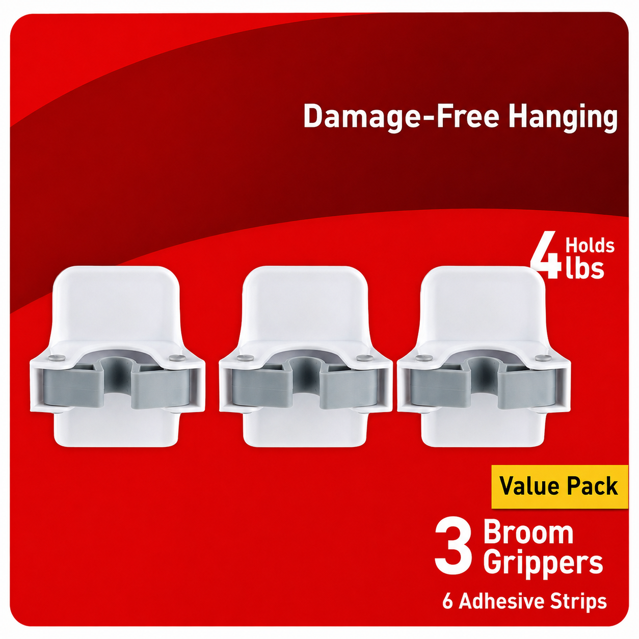 3-Pack Space-Saving Broom & Mop Holders
