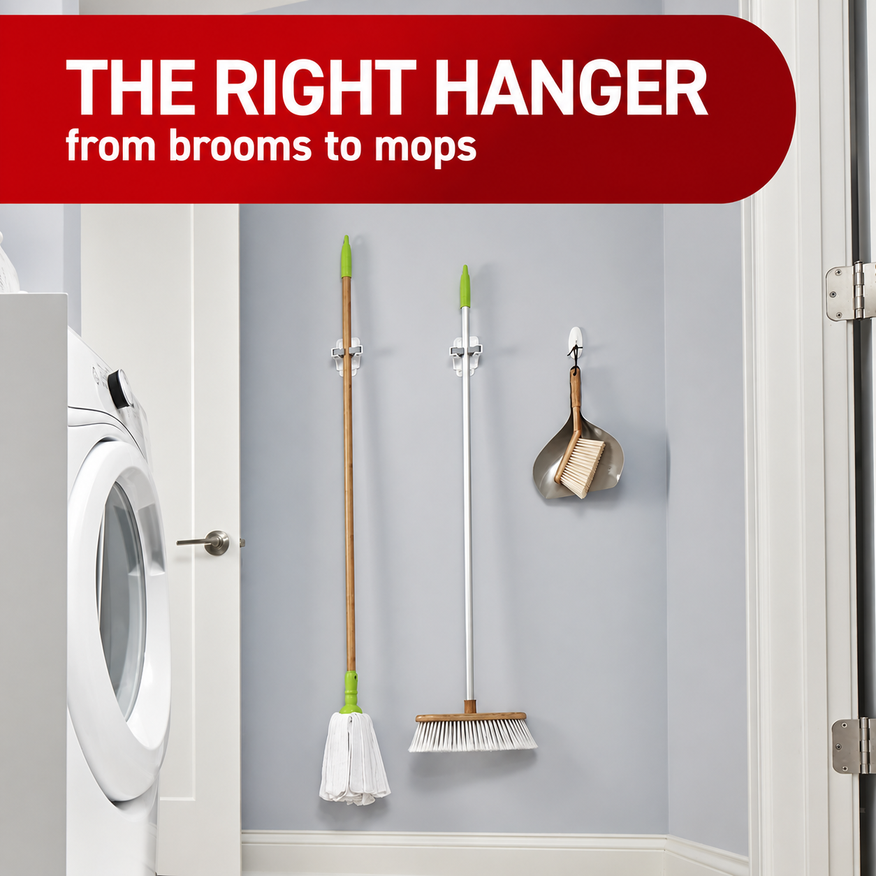 3-Pack Space-Saving Broom & Mop Holders