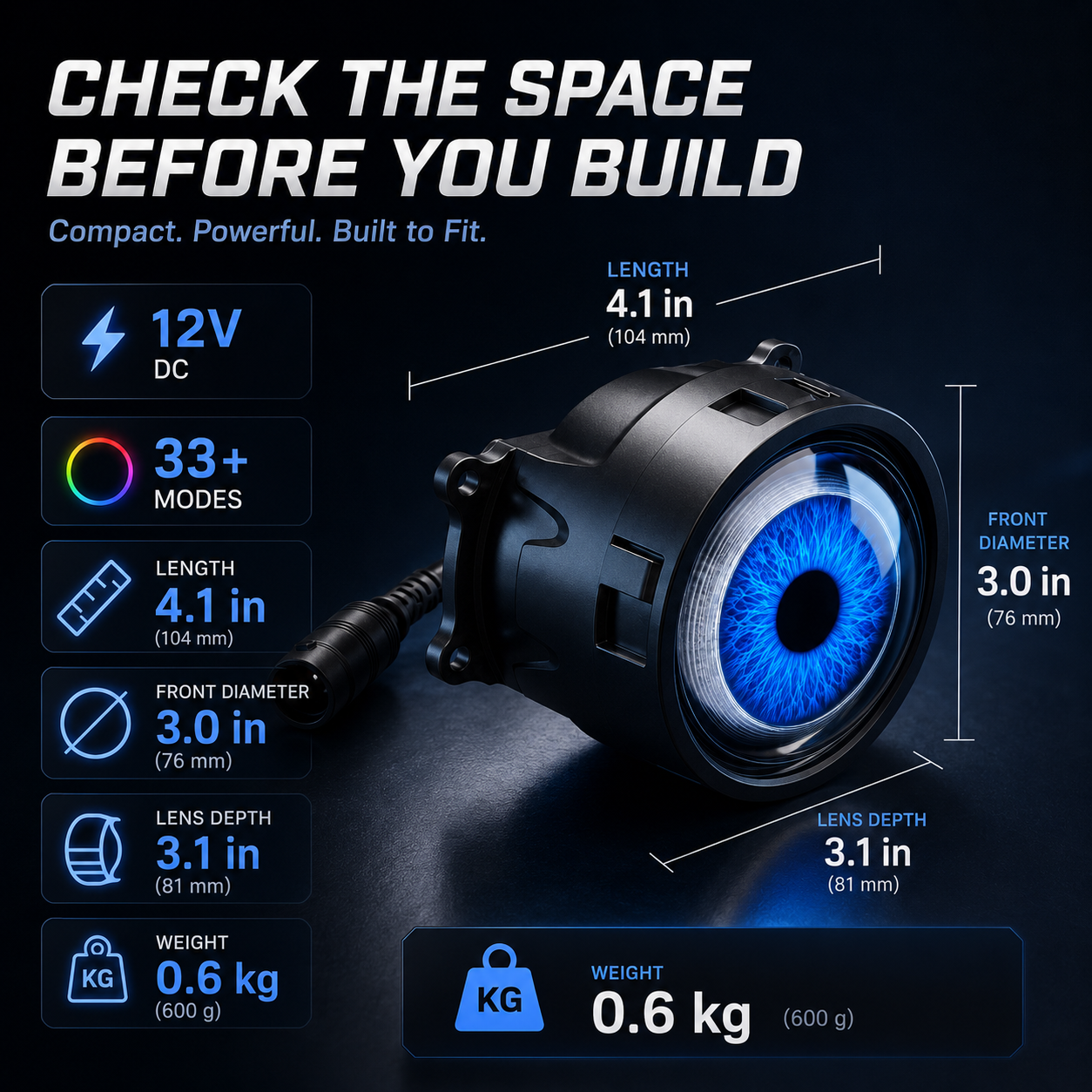 Luz ambiental LED para coche "Ojo de Demonio"