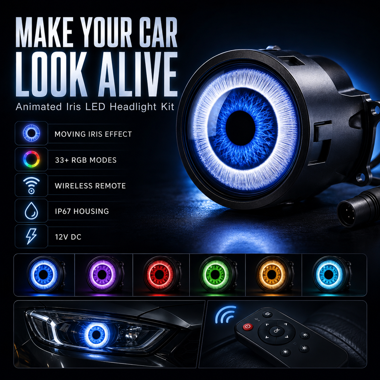 Luz ambiental LED para coche "Ojo de Demonio"