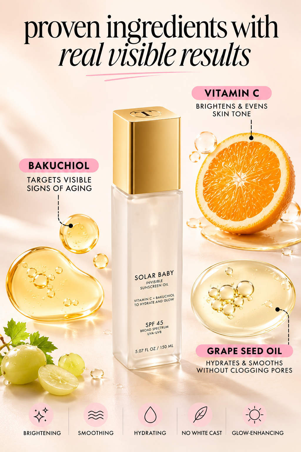 TRULY Solar Baby LSF 45 Unsichtbares Sonnenöl – Vitamin C + Bakuchiol