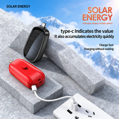 🎁Solar Mini Power Bank with Built-In Charging Connector