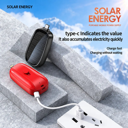🎁Solar Mini Power Bank with Built-In Charging Connector