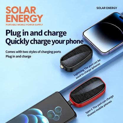 🎁Solar Mini Power Bank with Built-In Charging Connector