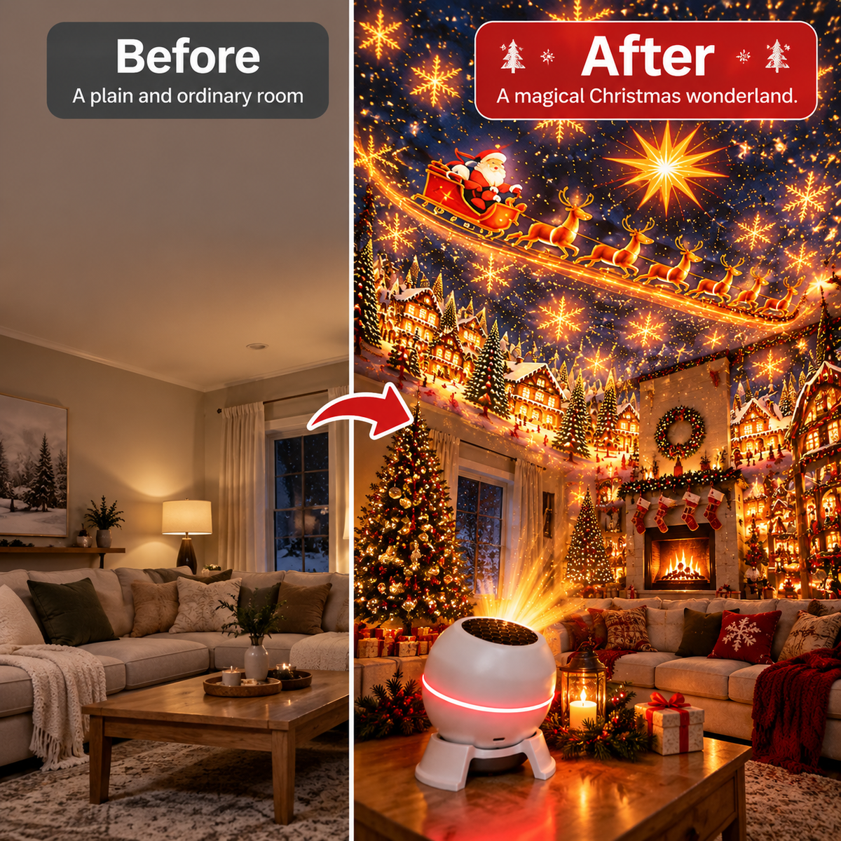 🎄 Turn Any Room Into a Christmas Wonderland – Holiday Projection Night Light