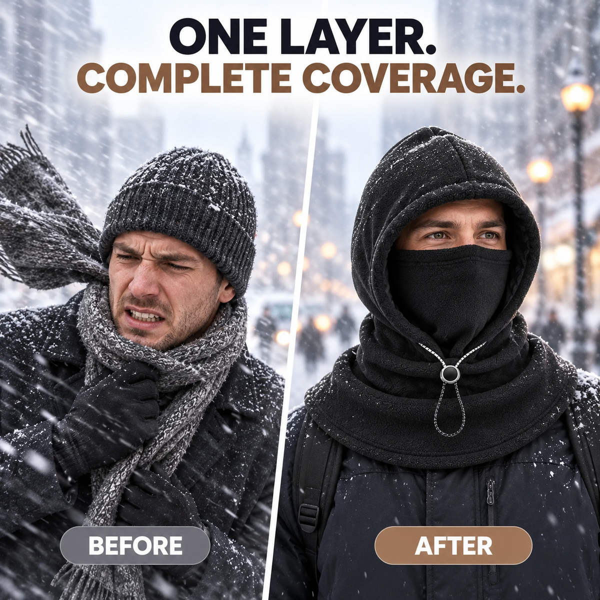 🎉3-in-1 Winter Fleece Balaclava Hood 🧣❄️ Warm Face, Ear & Neck Cover