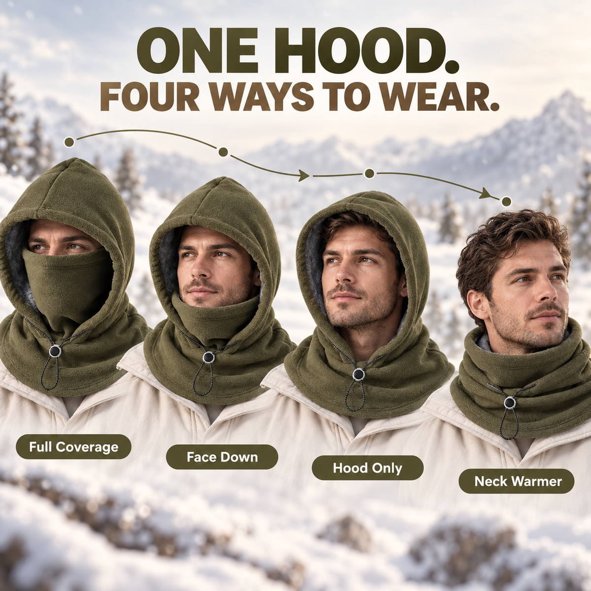 🎉3-in-1 Winter Fleece Balaclava Hood 🧣❄️ Warm Face, Ear & Neck Cover