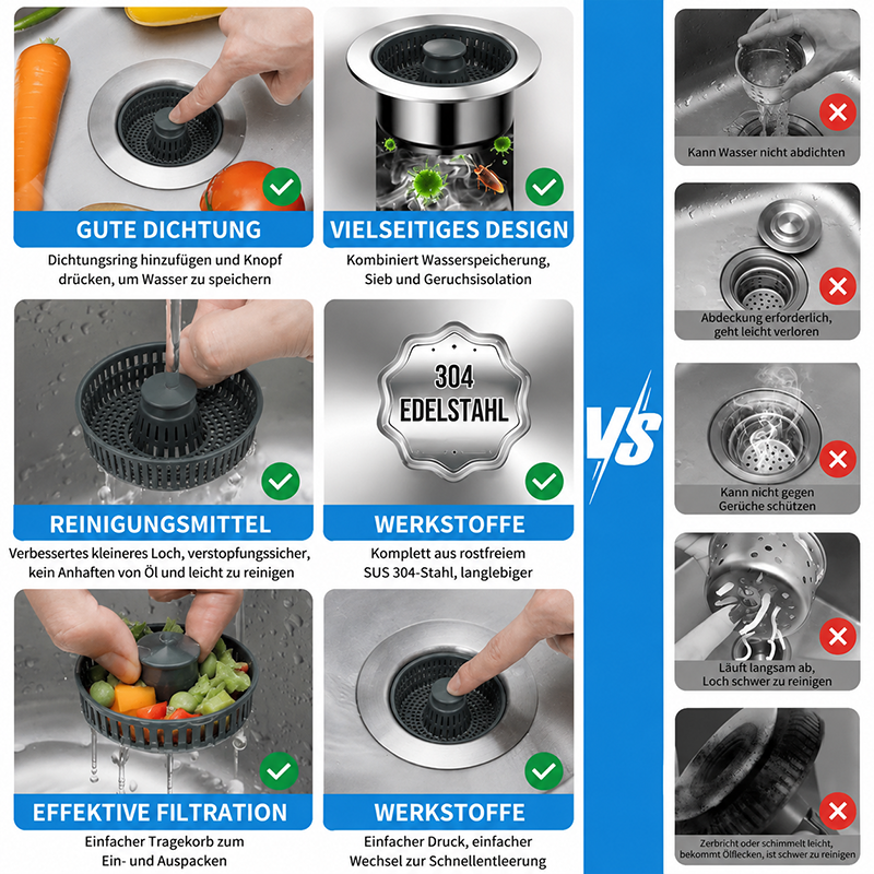 🔥2026 Kitchen Must-Have🚰Upgraded 3 in 1 Kitchen Sink Drain Strainer