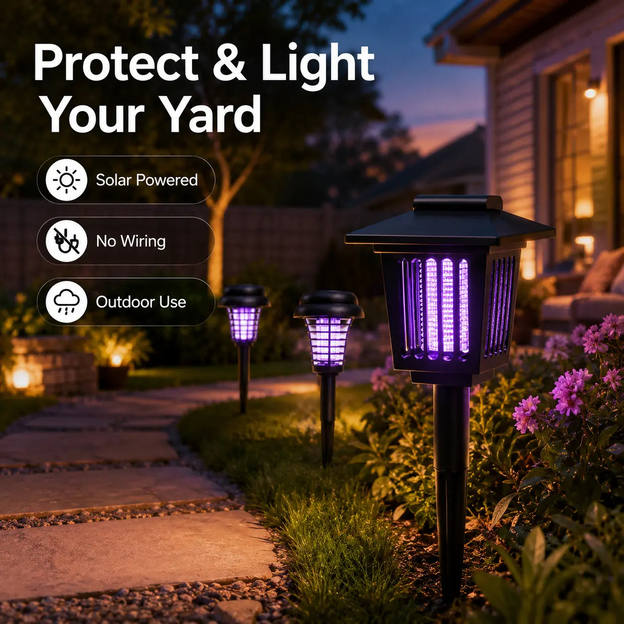 🦟 Solar Mosquito Zapper Light – Outdoor Garden Stake, UV Killer + Pathway Lamp, Dual Mode, Weather Resistant