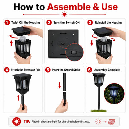 🦟 Solar Mosquito Zapper Light – Outdoor Garden Stake, UV Killer + Pathway Lamp, Dual Mode, Weather Resistant