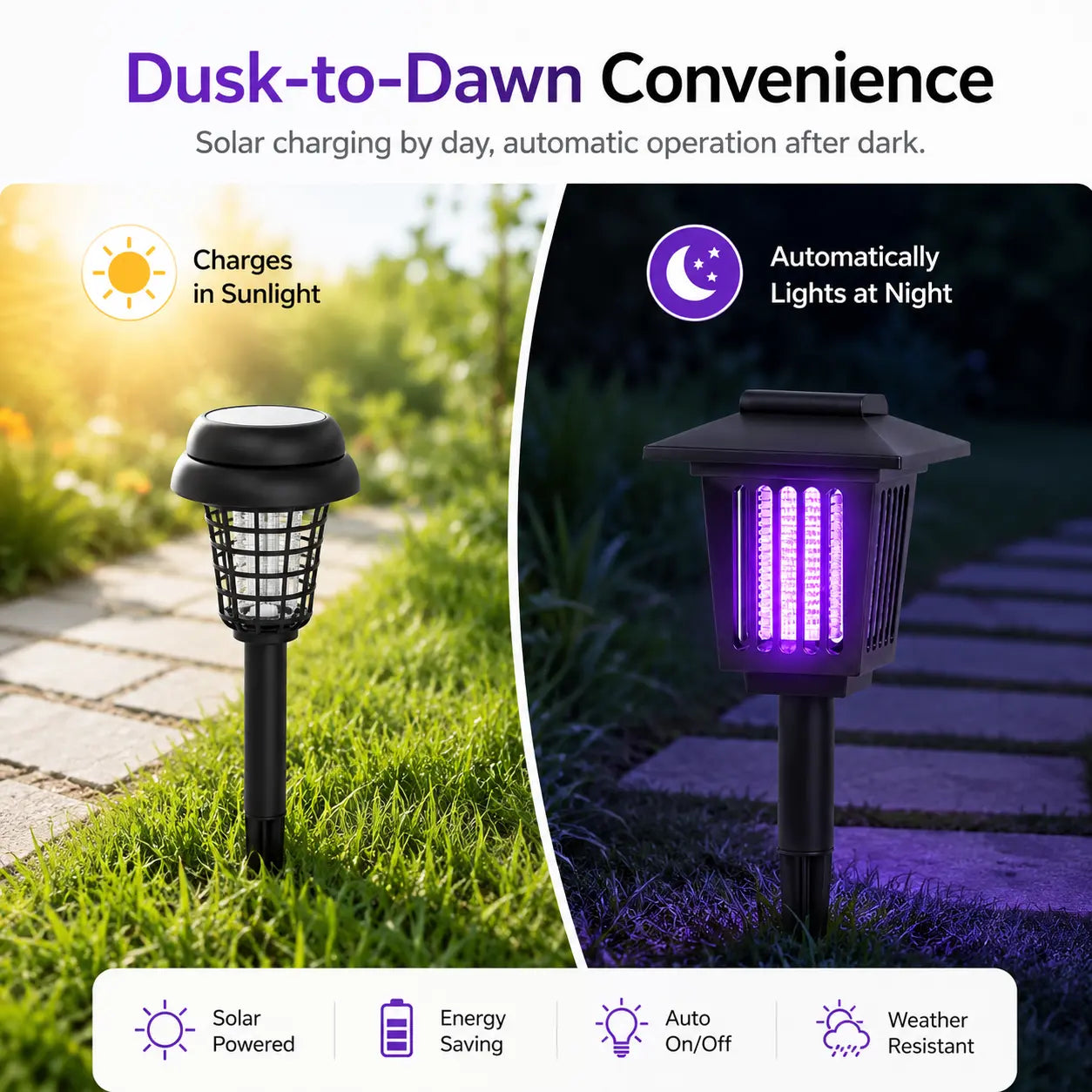 🦟 Solar Mosquito Zapper Light – Outdoor Garden Stake, UV Killer + Pathway Lamp, Dual Mode, Weather Resistant