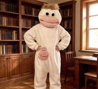 Funny Adult Onesie Pajamas. Soft Fleece Loungewear with Playful Design. Unisex Oversized Fit