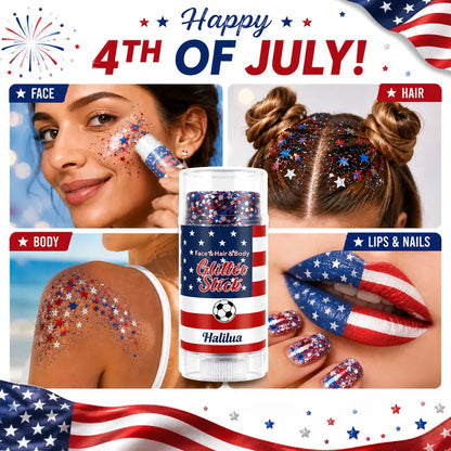 4th of July Glitter Stick | Red, White & Blue Body & Hair Sparkle for Independence Day Party