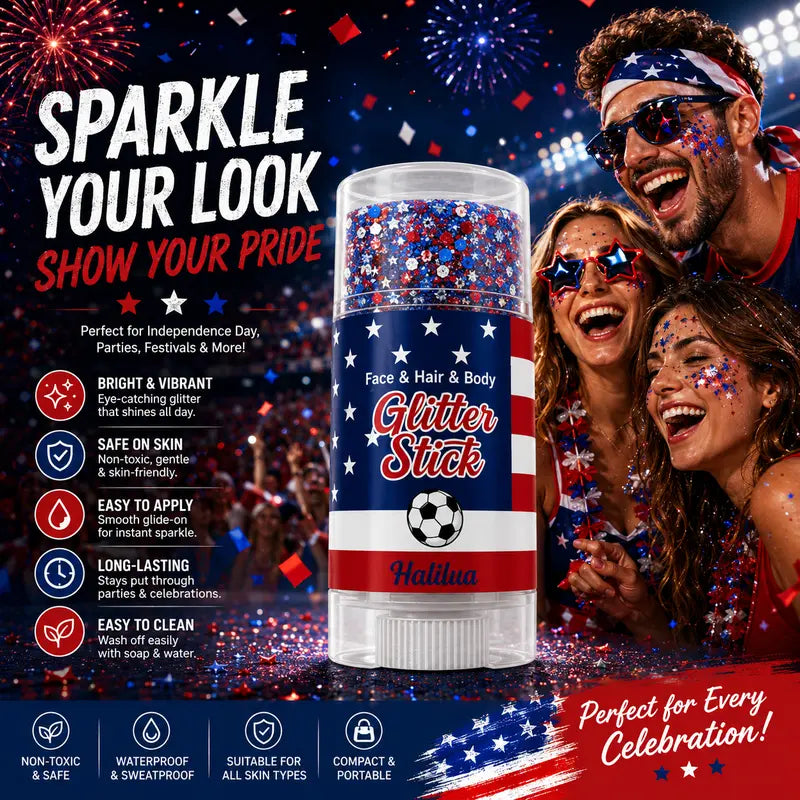4th of July Glitter Stick | Red, White & Blue Body & Hair Sparkle for Independence Day Party