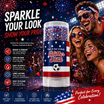 4th of July Glitter Stick | Red, White & Blue Body & Hair Sparkle for Independence Day Party