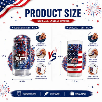 4th of July Glitter Stick | Red, White & Blue Body & Hair Sparkle for Independence Day Party