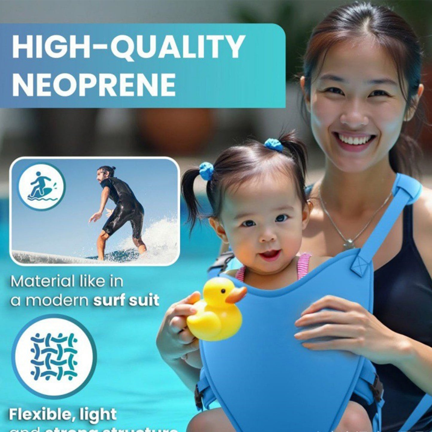 Adjustable Baby Water Carrier - Lightweight Toddler Swim Harness
