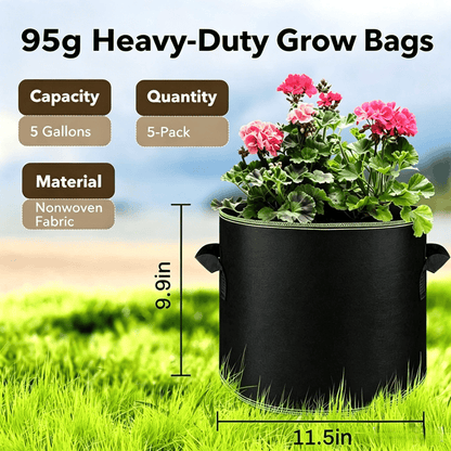 10 Gallon Grow Bags – Heavy Duty Aeration Fabric Pots with Handles for Vegetables, Flowers & Fruits 🪴