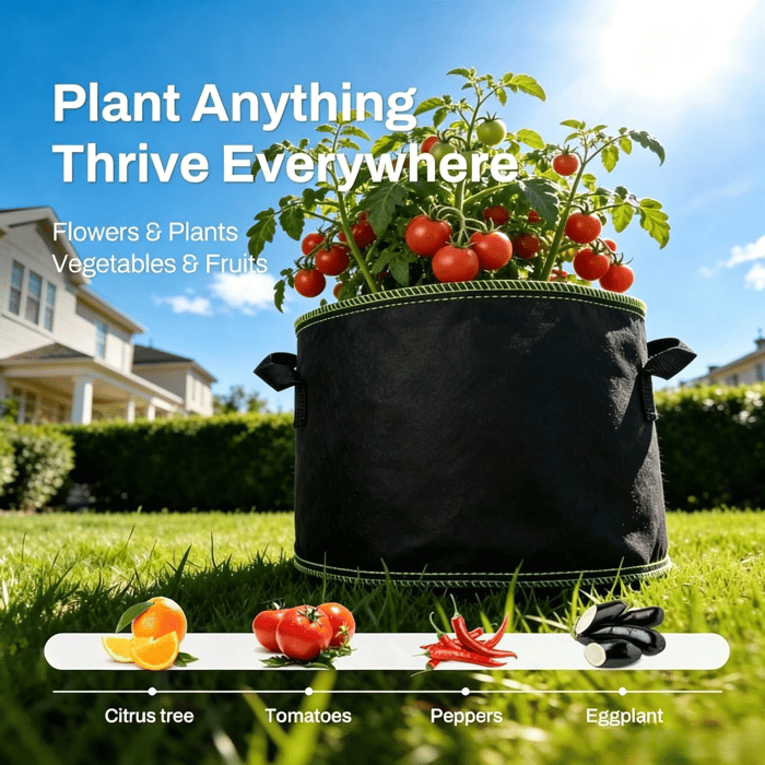 10 Gallon Grow Bags – Heavy Duty Aeration Fabric Pots with Handles for Vegetables, Flowers & Fruits 🪴