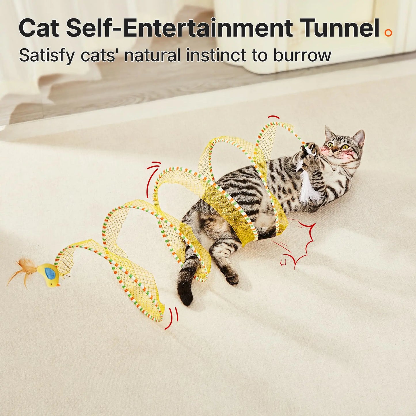 🐱 Cat’s New Favorite Hideout! Spiral Tunnel Toy with Catnip Bird & Bell for Endless Play