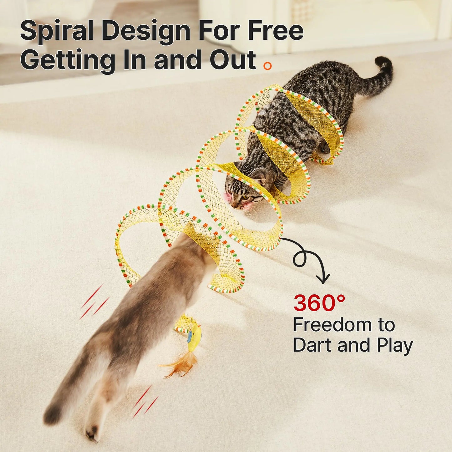 🐱 Cat’s New Favorite Hideout! Spiral Tunnel Toy with Catnip Bird & Bell for Endless Play