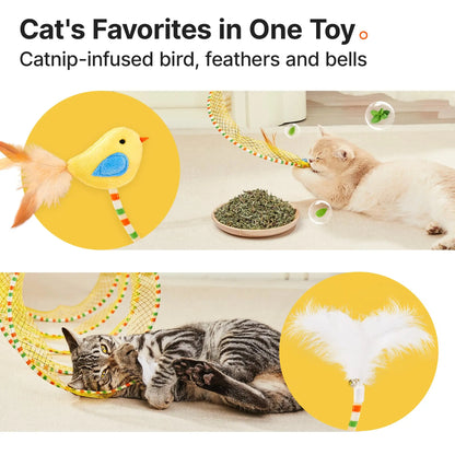 🐱 Cat’s New Favorite Hideout! Spiral Tunnel Toy with Catnip Bird & Bell for Endless Play