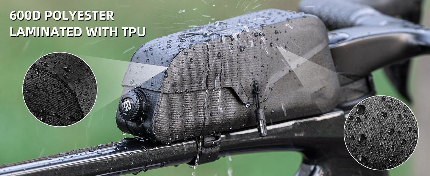 Magnetic Waterproof Bike Top Tube Bag, 1.2L Capacity With Dual Mount Options For Road & Mountain Bikes