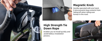 Magnetic Waterproof Bike Top Tube Bag, 1.2L Capacity With Dual Mount Options For Road & Mountain Bikes