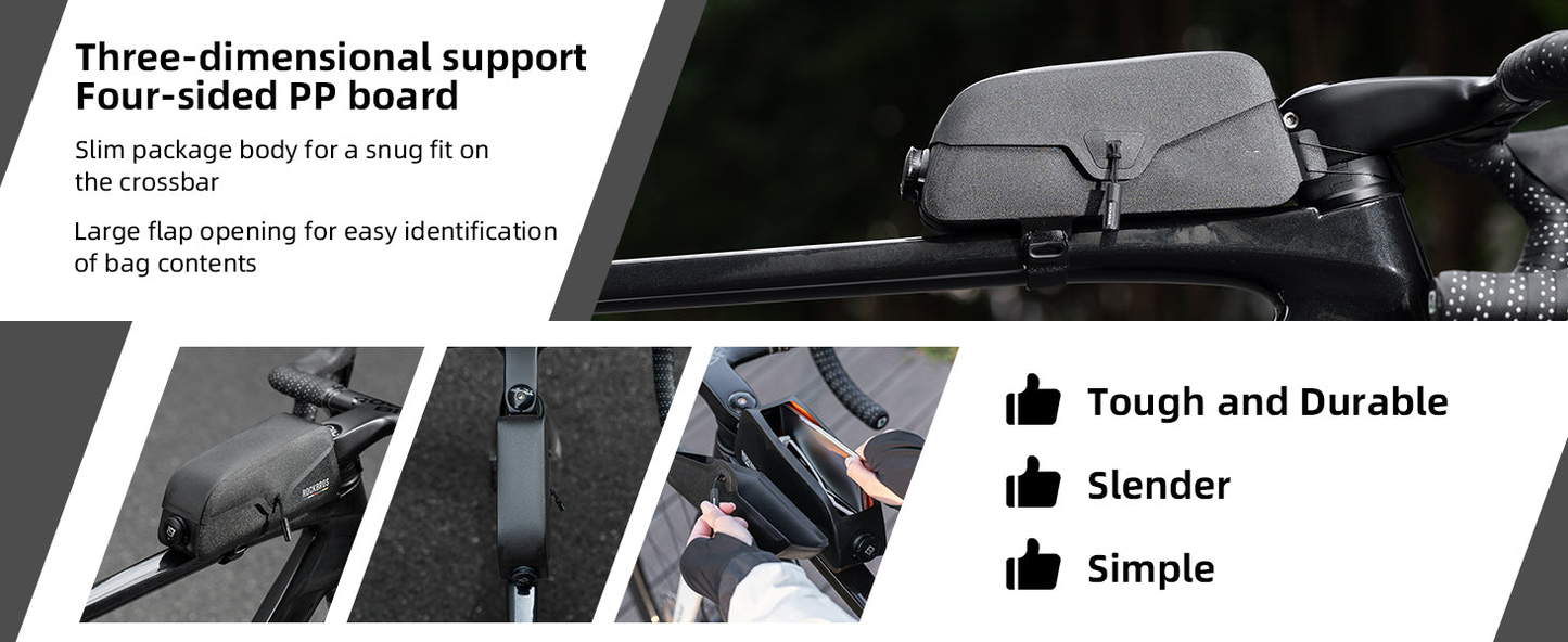 Magnetic Waterproof Bike Top Tube Bag, 1.2L Capacity With Dual Mount Options For Road & Mountain Bikes
