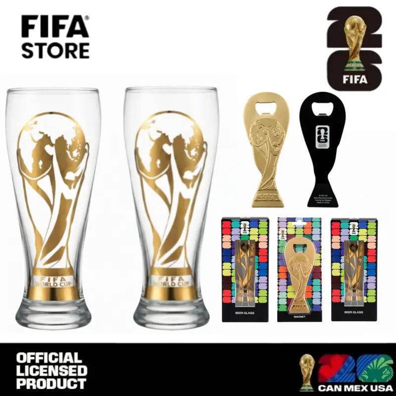 🎁 Father’s Day Gift Trophy Gold Print Beer Glass Set | Sports Fan Collectible Cup