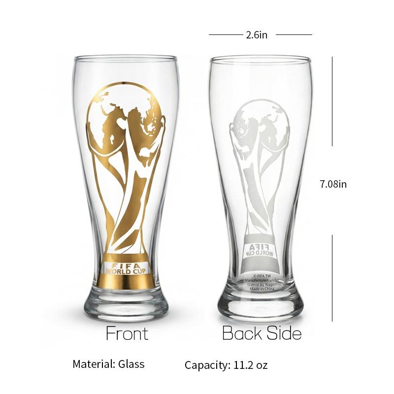 🎁 Father’s Day Gift Trophy Gold Print Beer Glass Set | Sports Fan Collectible Cup