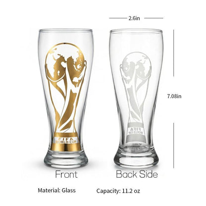 🎁 Father’s Day Gift Trophy Gold Print Beer Glass Set | Sports Fan Collectible Cup
