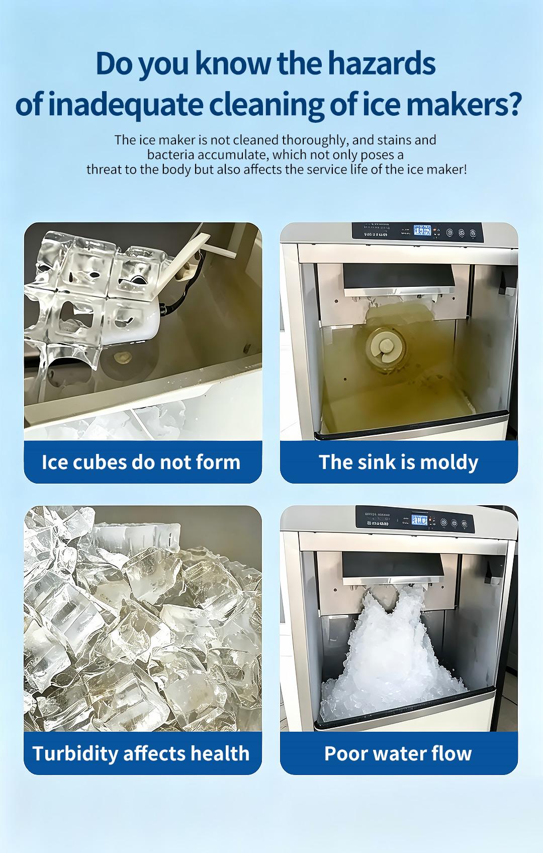 🧊Ice Maker Cleaning Tablets, Effective Descaling Tabs to Remove Scale & Odor, Safe for All Standalone Ice Mach