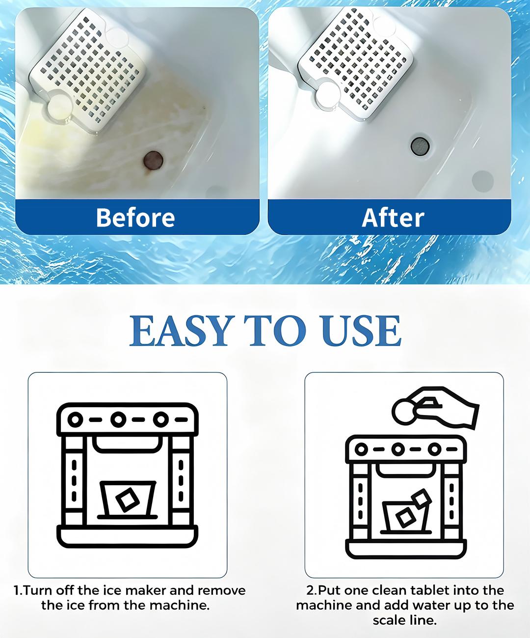 🧊Ice Maker Cleaning Tablets, Effective Descaling Tabs to Remove Scale & Odor, Safe for All Standalone Ice Mach